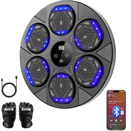 Bluetooth Music Boxing Machine with LED Lights - Wall Mounted Punching Bag with Boxing Gloves & 7 Modes