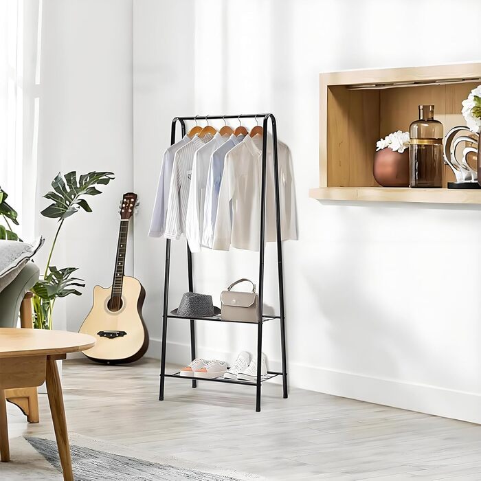 Стійка для одягу на коліщатках, чорна - для зберігання одягу