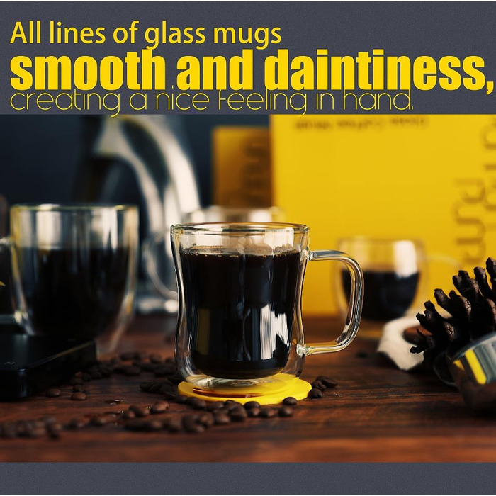 Набір склянок для еспресо та кави 2 шт., подвійні стінки, ізольовані, 250 мл/350 мл