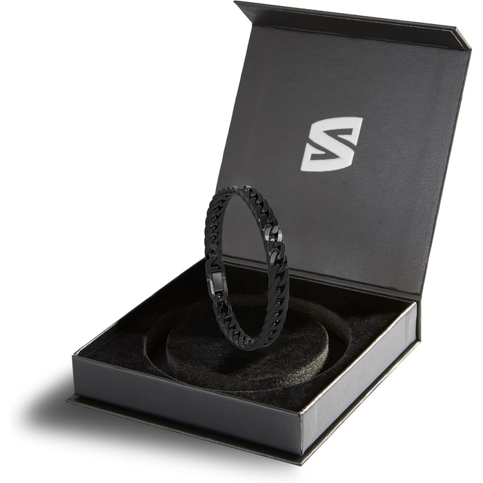 Сербасар | Преміальний браслет з нержавіючої сталі для чоловіків | Хірургічна сталь 316L | Водостійкий | Надійний замок | Три кольори | У подарунковій коробці (23см, Кубанський, Чорний)