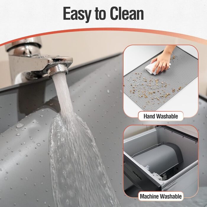 Килимок для годування собак та котів Conlun, нековзний, 100% водонепроникний, з піднятим бортиком, для запобігання розливу, придатний для миття в посудомийній машині (Taupe, 60 x 40 см)