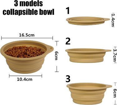 SLSON Складаний миска для собак 2 шт. - Портативна годівниця для тварин з карабіном для подорожей (зелена)