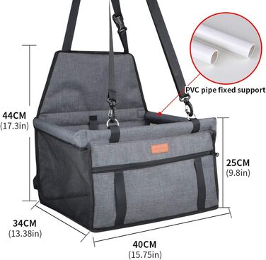 Автокрісло для собак - переноска для маленьких собак з ременем, водовідштовхувальне, стабільне, для заднього та переднього сидіння, чорний, сірий, пісок