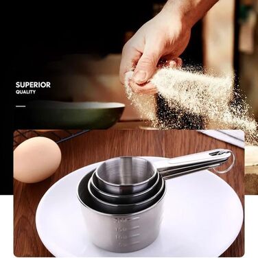 Stainless steel measuring cups, 4-piece, kitchen and baking utensils, measuring spoon set, coffee spoons, powder spoons with scale