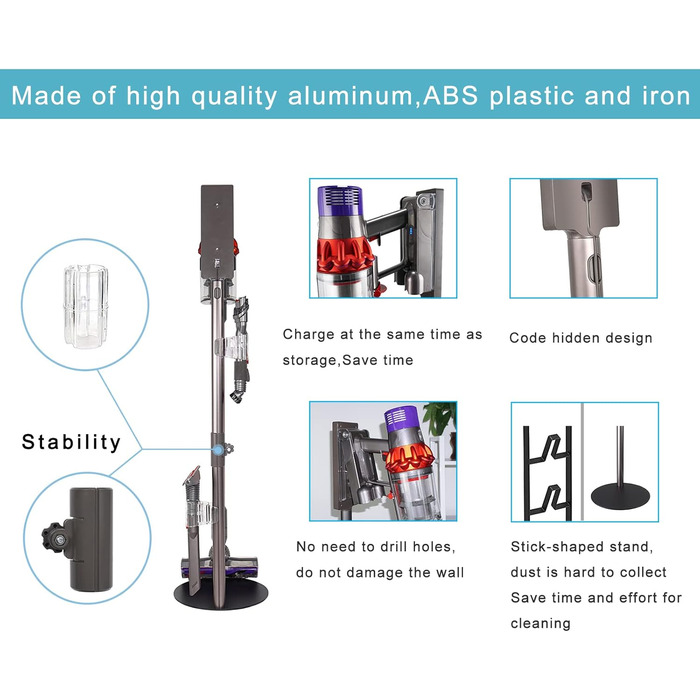 Підставка для пилососа Dyson V15 Detect V6 V7 V8 V10 V11: настінна/підлогова кріплення