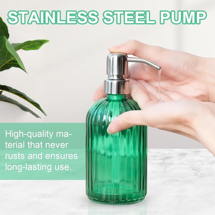 Umimile Bathroom Accessories Set, 6-Piece, Green Glass, Complete Toothbrush Holder, Cup, Lotion Dispenser, Soap Dish, Vanity Tray, Aromatherapy Cup for Apartment, Bathroom Decor