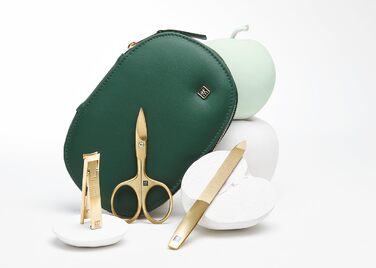 Набір для манікюру та педикюру ZWILLING 6 предметів: ножиці, інструменти для догляду за нігтями, етикетка з веганської шкіри яблука, зелений колір