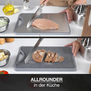 Двостороння обробна дошка Moritz & Moritz з нержавіючої сталі та пластику - антиковзаюча з жолобком для соку та поверхнею для натирання - гігієнічна та придатна для миття в посудомийній машині