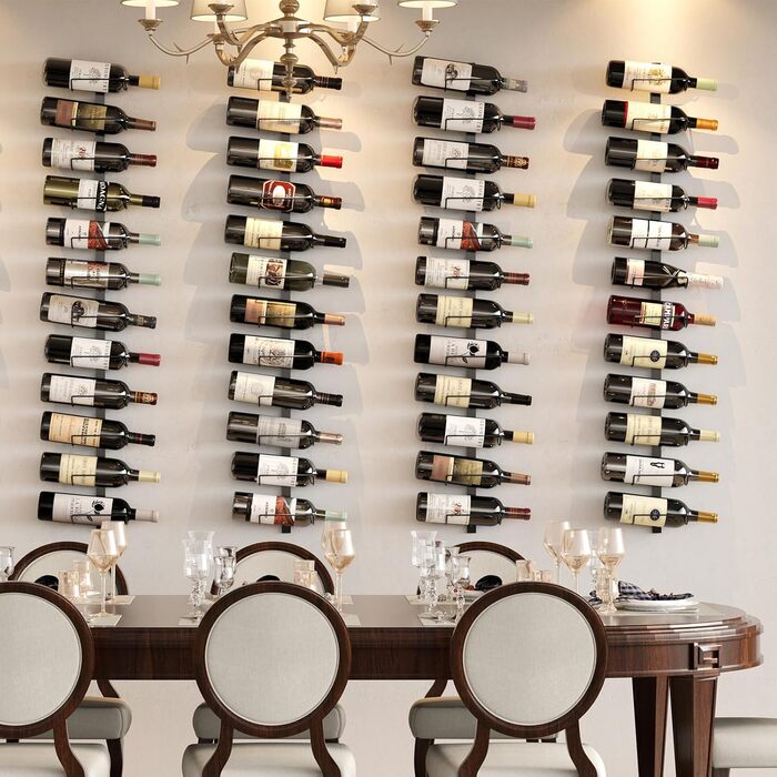 Wall-mounted wine rack for 12 wine bottles, removable wine storage organizer, wall mount, wine bottle display holder, towel rack, used as one or four, for kitchen, bar, or wine cellar.