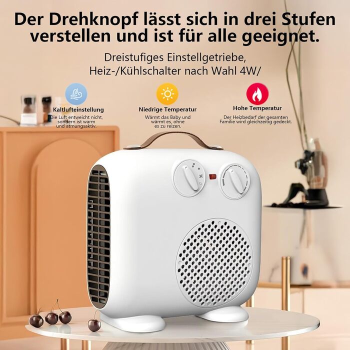 Електричний обігрівач 2000W, компактний, енергозберігаючий, портативний, тихий, 3-рівні нагріву для дому, ванної кімнати