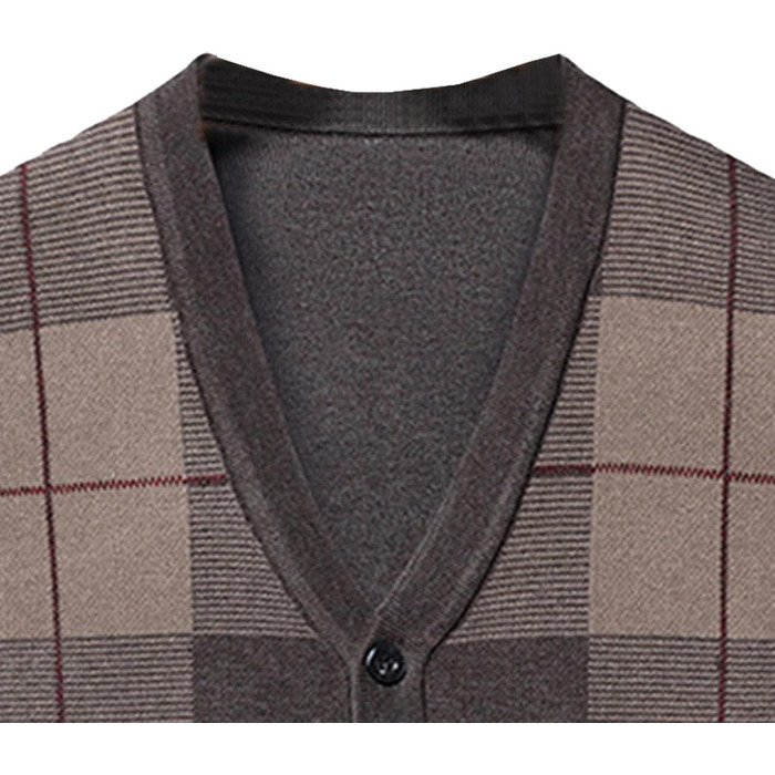 Кардиган чоловічий в стилі аргайл, з ґудзиками, в'язаний, з кишенями, кольору верблюжий (L)