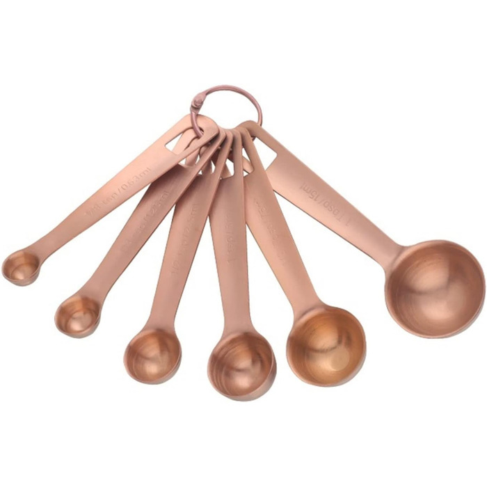 6-Piece Measuring Spoon Set, Teaspoon, Coffee, Sugar, Scoop, Cake, Baking, Gold Measuring Cups, Kitchen Measuring Spoons, Baking Tools (Color: A Silver) (A Rose Gold)