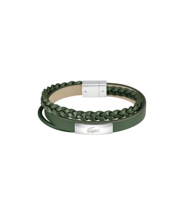 Браслет Lacoste Fusion для чоловіків: шкіряний браслет (зелений) з гравіюванням з нержавіючої сталі