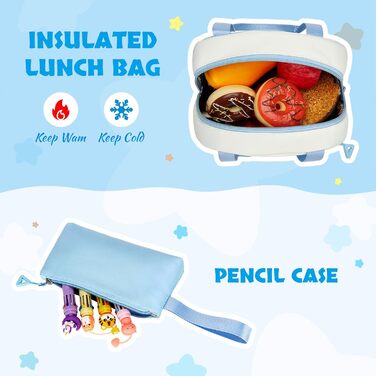 Шкільний рюкзак для дівчинки Lässig 3 в 1: рюкзак, ланчбокс, пенал. Підходить для 2-5 класів. Набір для підлітків та дітей. Колір: блакитний