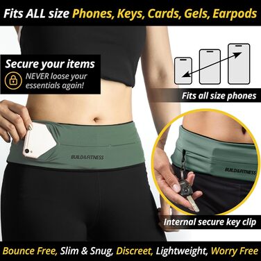 Пояс-підтримка для стегон та тазу з кишенею, кріплення для телефону, кишеня для зберігання, підходить для iPhone, Samsung, чорний/бежевий (L)