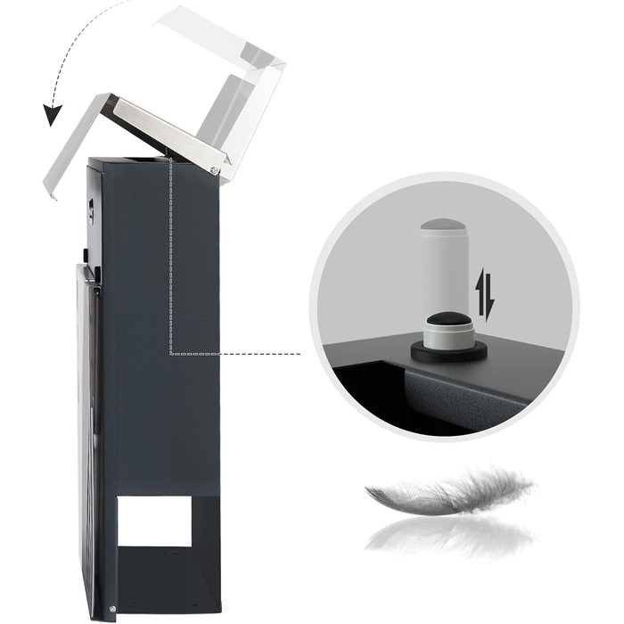 Поштовий ящик настінний SONGMICS з оглядовим вікном, замок, сріблясто-антрацитовий GMB053G01