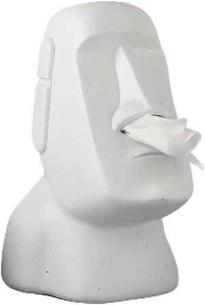 BIOSA Moai Tissue Box, Easter Island Tissue Box, Moai Cosmetic Tissue Box for Kitchen Bathroom Bedroom - 25x16.5x18cm