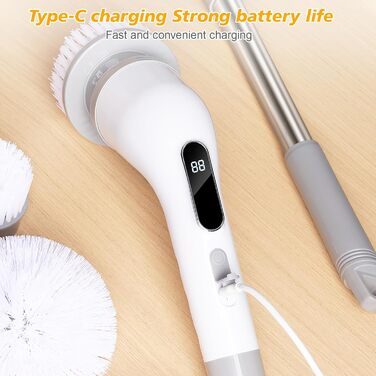 Електрична щітка для прибирання 9 в 1, 3 швидкості, регульована ручка 125 см, для ванної, кухні, плитки та авто