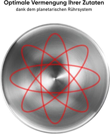 Кухонна машина Heinrichs 2500W з подвійним гаком для тіста, міксером та вінчиком, 8 швидкостей, чаша 8л з нержавіючої сталі, тиха, червона