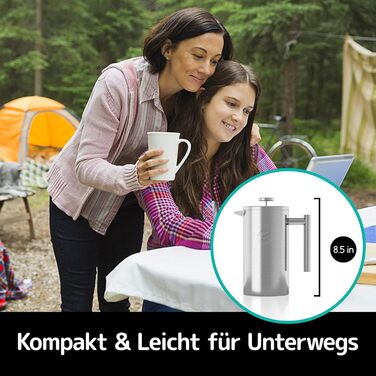 Френч-прес Coffee Gator 1 літр з термокружкою, з нержавіючої сталі, для дому, офісу, кемпінгу (Помаранчевий)