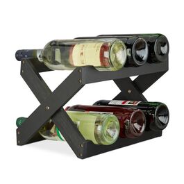 Bamboo Wine Rack, X-Shape, Black