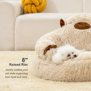 Fluffy Camel-Shaped Dog Bed, Donut Dog Bed for Small Dogs, Orthopedic Dog Bed Size L (69 x 69 x 36 cm), Washable Dog Bed, Indoor Dog House, Camel