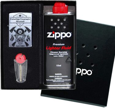 Запальничка Zippo з лазерним гравіюванням для добровільної або професійної пожежної служби, персоналізована, з індивідуальним написом, рятувальник 112