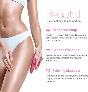 Силіконова щітка для тіла, скрабер для душу, щітка для тіла, скрабер для пелінгу, м'які щетинки, для жінок, чоловіків, дітей, чутливої шкіри, 1 шт. (рожевий+блакитний)