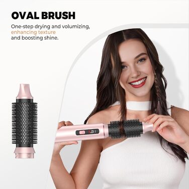 OKWRAP Haarstyler 5 в 1: Airbrush, фен, локони, випрямляч. Набір для створення зачісок (рожевий)