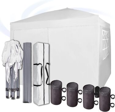 Pavilion with silver protective coating, waterproof, 3 x 3 m, White