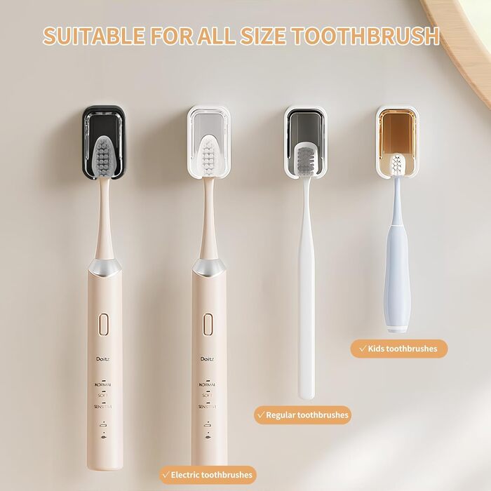 Настінний тримач для зубних щіток, 4 шт. сірий та чорний, для ванної кімнати