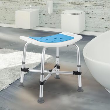 Ansobea Shower Stool for Seniors, Bath Stool, 7-Level Height Adjustable, 41-56 cm, Shower Chair with U-Shaped Hygiene Cutout, Bathroom Stool, Stable for the Shower (Type 5 Reinforced Space)
