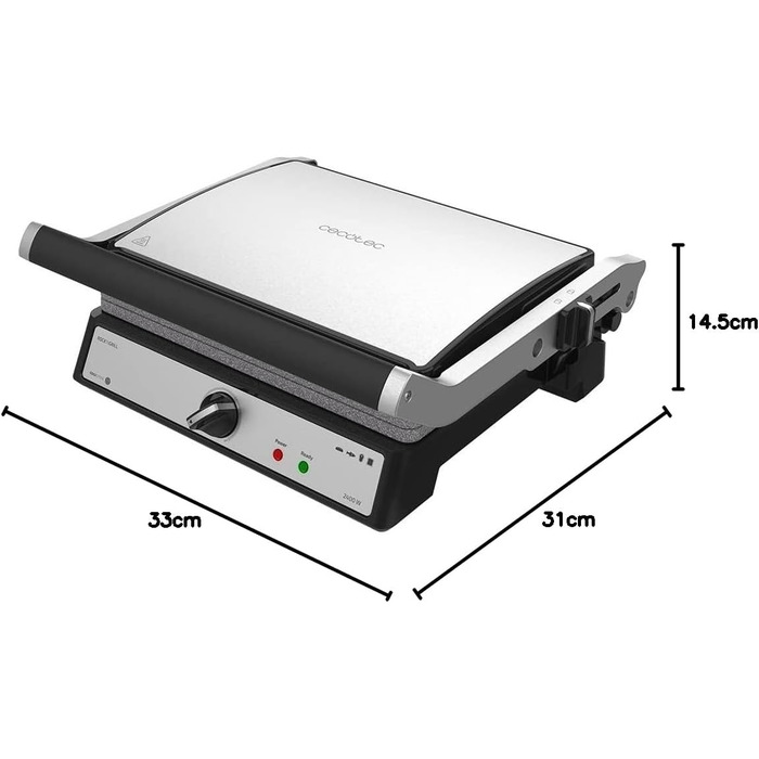 Cecotec Rock'nGrill 2400 UltraRapid Electric Grill - 2400W, RockStone Coating, Floating Upper Plate, Eco-Friendly, with Drip Tray, Adjustable Temperature