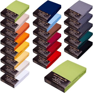 AVANTGARDE Fitted Sheet 140x200cm - 160x220 cm - also suitable for box spring bed & waterbed Premium fitted sheet 100% cotton jersey - approx. 170g/m² - high rib - ÖKO TEX (08 Light Green)