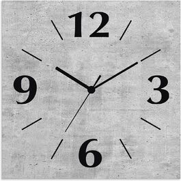 ARTLAND Wall Decor Wall Clock without Ticking Sound, Aluminum, 30x30 cm, Square, Silent, Analog, 4 Numerals, 30x30 cm, U1RE Optics (Concrete, Quartz Clock)