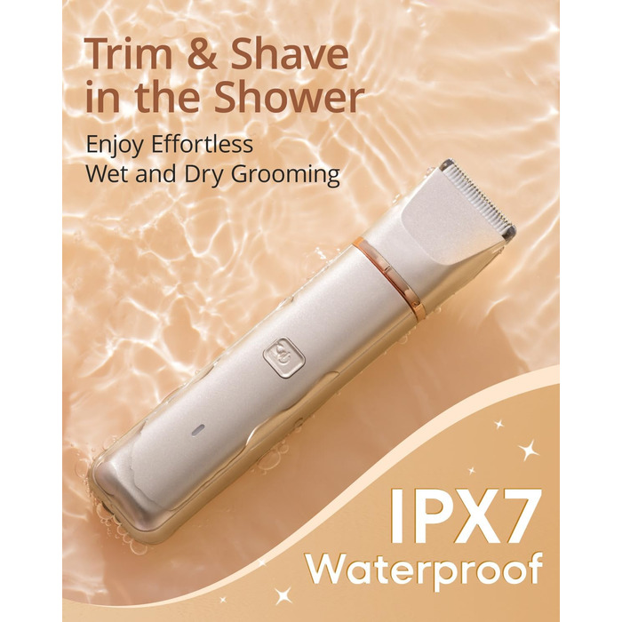 Електричний триммер для бікіні VG VOGCREST: безболісний жіночий депілятор для тіла, для рук, ніг, зони бікіні (рожеве золото)