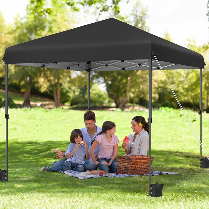 YITAHOME Outdoor Pop-Up Gazebo with Sides, Folding Gazebo, Waterproof Folding Garden Gazebo for All Seasons, Camping Gazebo, Anti-UV with Free Adjustable Height for Parties, Markets (Black, 2.5 x 2.5 m)
