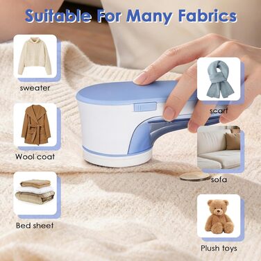 Електричний видальник пуху та ниток, портативний, з USB-кабелем та змінною голкою. Підходить для одягу, меблів, вовни. Компактний, блакитний