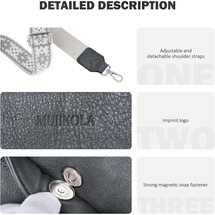 Сумка жіноча через плече MUIIKOLA кросбоді, екошкіра, регульований ремінець, темно-сіра (C-dunkelgrau)