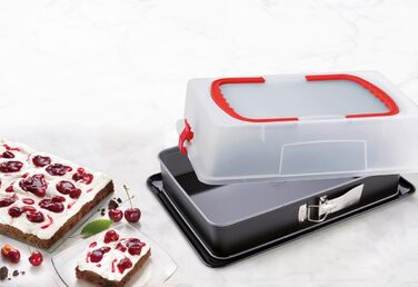 Прямокутна роз'ємна форма для випікання Dr. Oetker з емалевим покриттям, антипригарна, з сервірувальним дном та кришкою, 43,5x29,5x10,5 см – міцна форма для торта та пирога