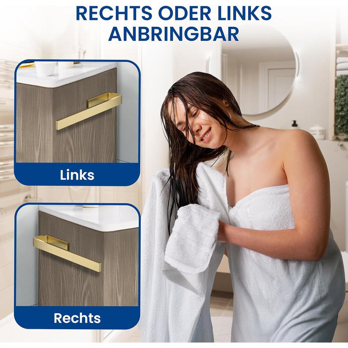 Настінна полиця для рушників rtmr, з кріпленням для свердління, преміум-якість, з алюмінію, 38 см, для ванної кімнати та гостьового туалету