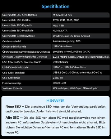 Зовнішній корпус для M.2 SSD SETMSPACE NVMe та SATA, алюмінієвий адаптер USB для M-Key та B&M-Key, безінструментальна збірка, сірий