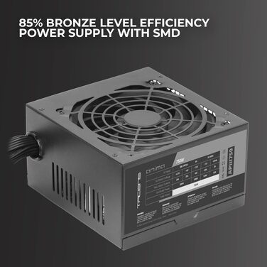 Блок живлення для ПК Tacens Anima APIII750 ATX 750W, SMD та DC-DC технології, ККД 85%, ультратихий 12см вентилятор, плоскі кабелі, чорний