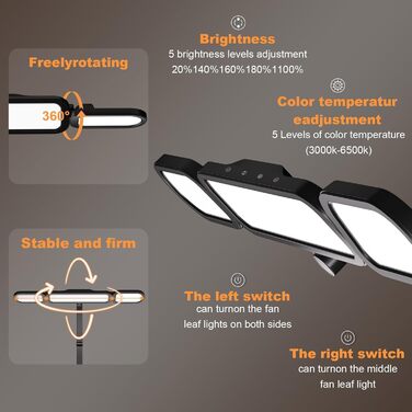 LED-лампа для столу Nuero з кріпленням, регульована, для дому та офісу, димерна, захищає очі, сучасний дизайн (4 секції)