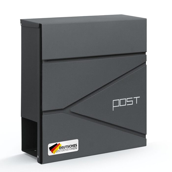 Поштовий ящик Floordirekt Jean Anthrazit з газетницею, замком та великим отвором для кореспонденції, антрацит