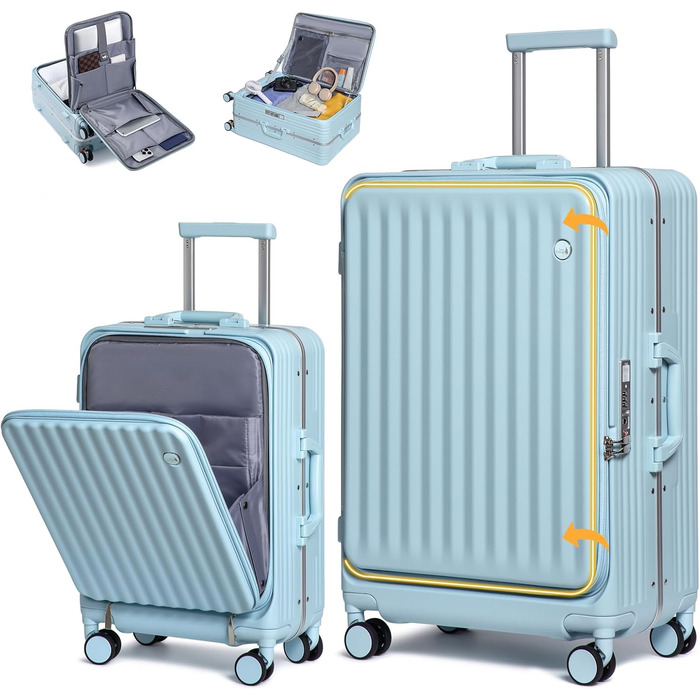 Набір валіз Sea Choice 2 в 1: Trolley 55/78 см, легкі, з TSA замком та тримачем для напоїв, зелений