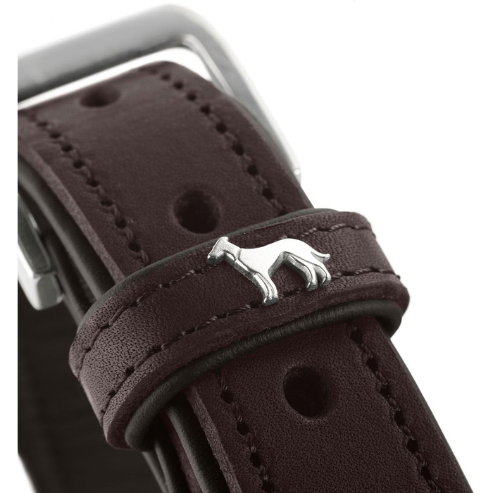 Нашийник для собак Hunter Larvik, шкіряний, елегантний, комфортний, розмір M, темно-коричневий/чорний, 50 (S-M)