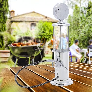 Relaxdays Drink Dispenser for Alcoholic Beverages, 2 Pack, Beer, Juice, Water, Fun, Made of Plastic and Silicone, 900 ml, Chrome-plated (14.0 x 14.0 x 48.0 cm)