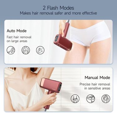 MLAY IPL пристрій для епіляції лазером: швидка та безболісна епіляція для тіла, обличчя та зони бікіні. Підходить для чоловіків та жінок. (Червоний)