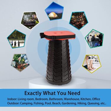 Складний стілець-телескоп для кемпінгу, риболовлі та відпочинку на природі (червоний)